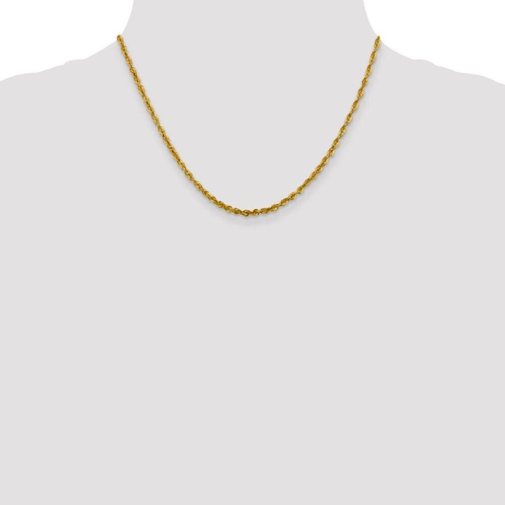 3mm 10k Yellow Gold Diamond Cut Hollow Rope Chain Necklace, 18 Inch - Picture 2 of 8